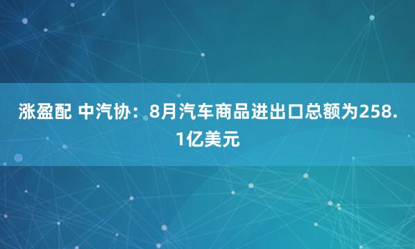 涨盈配 中汽协：8月汽车商品进出口总额为258.1亿美元